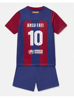 Barcelona Ansu Fati #10 Heimtrikotsatz für Kinder 2023-24 Kurzarm (+ Kurze Hosen)